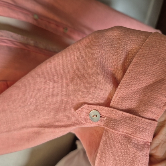 Salmon Button-Up Tunic Blouse With Delicate Accents Xl - Picture 7 of 16